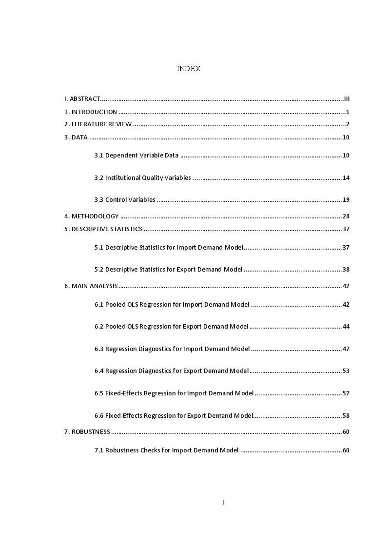 Indice della tesi: Institutions and Fuels Trade: a Quantitative Analysis, Pagina 1
