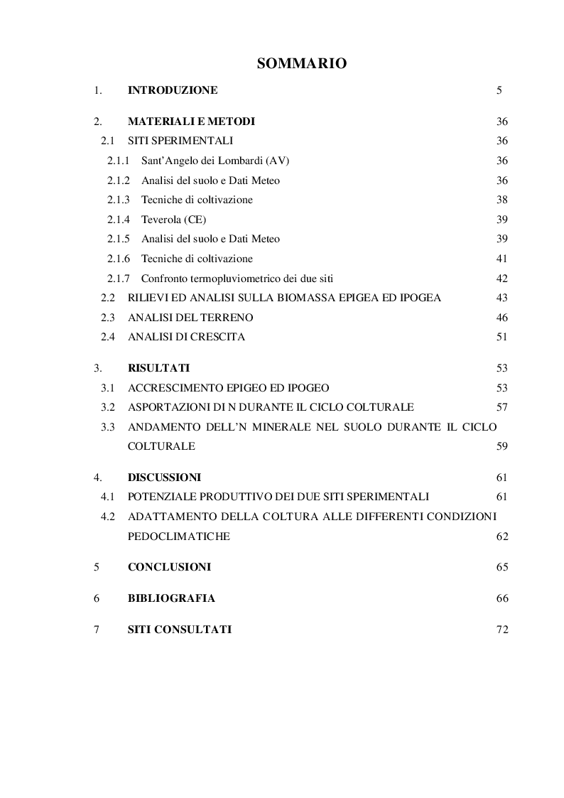 Indice della tesi: Accrescimento ipogeo ed epigeo di Arundo donax L. in ambienti marginali del Sud Italia, Pagina 1