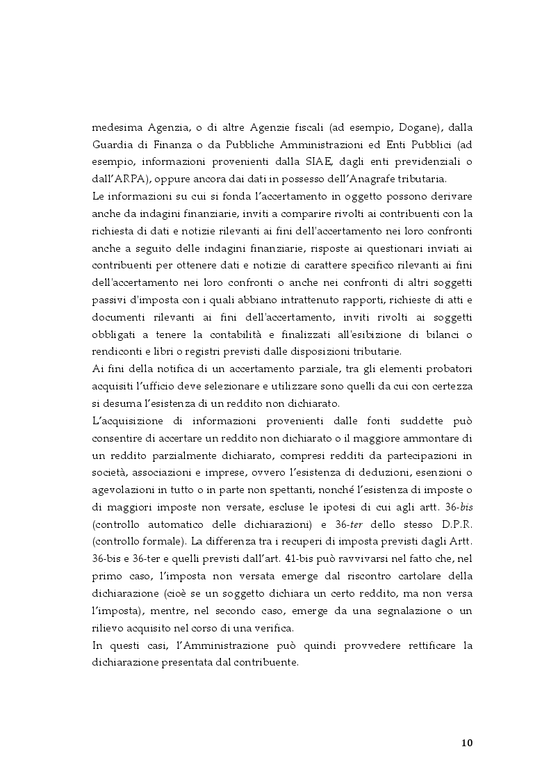 Estratto dalla tesi: L'accertamento parziale e integrativo nell'imposta sui redditi e nell'IVA