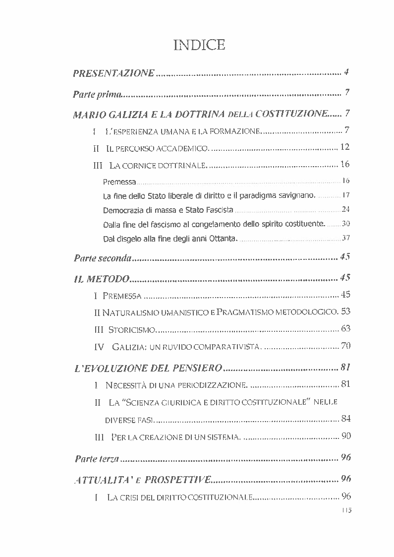 Indice della tesi: Il metodo e l'evoluzione del pensiero in Mario Galizia, Pagina 1