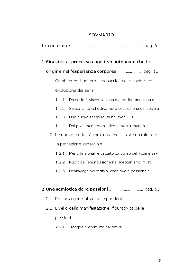 Indice della tesi: Buono da crederci. Il valore della sinestesia e del «Conceptual Blending» nella costruzione di un’esperienza enogastronomica, Pagina 1