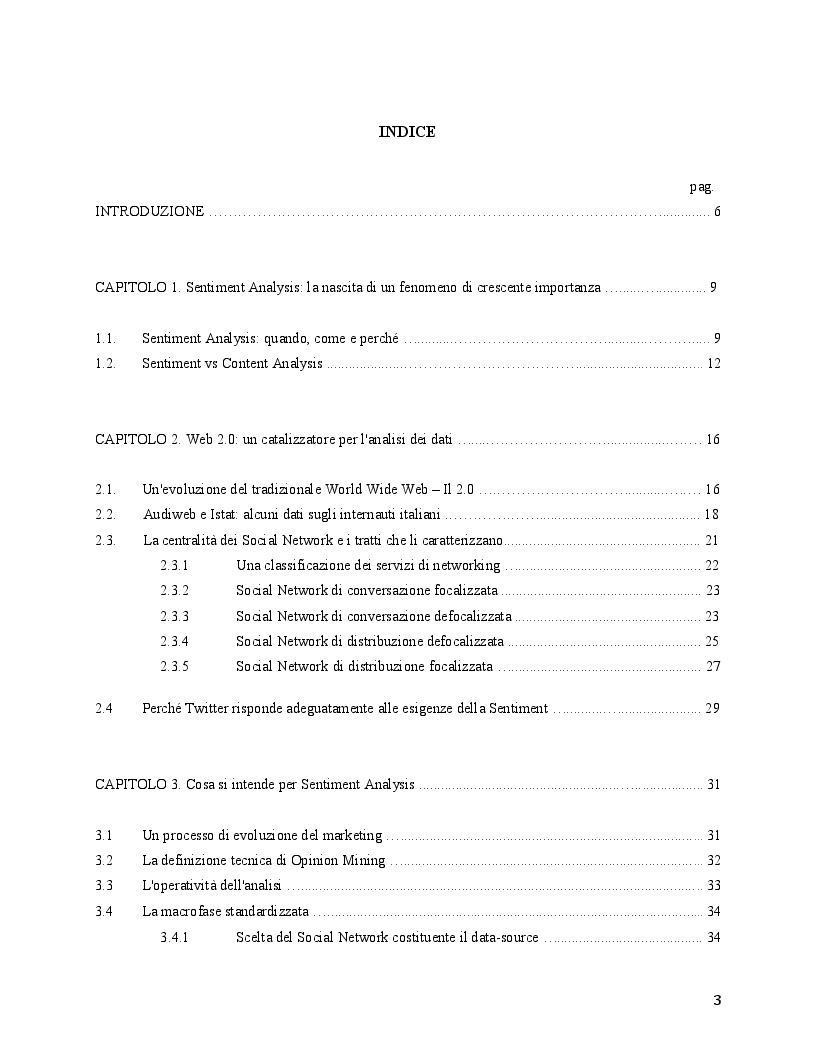 Indice della tesi: Sentiment Analysis - Fondamenta e Sviluppi, Pagina 1