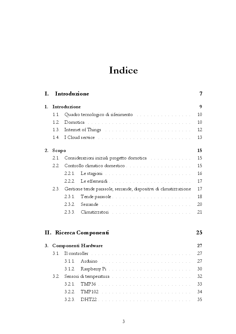 Indice della tesi: Sviluppo di un sistema di climatizzazione da remoto in ambito domotica, Pagina 1