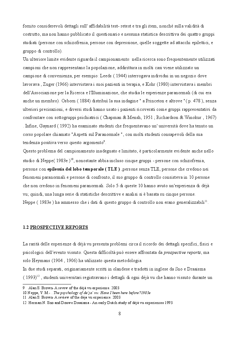 Estratto dalla tesi: Il déjà vu: una rassegna del fenomeno