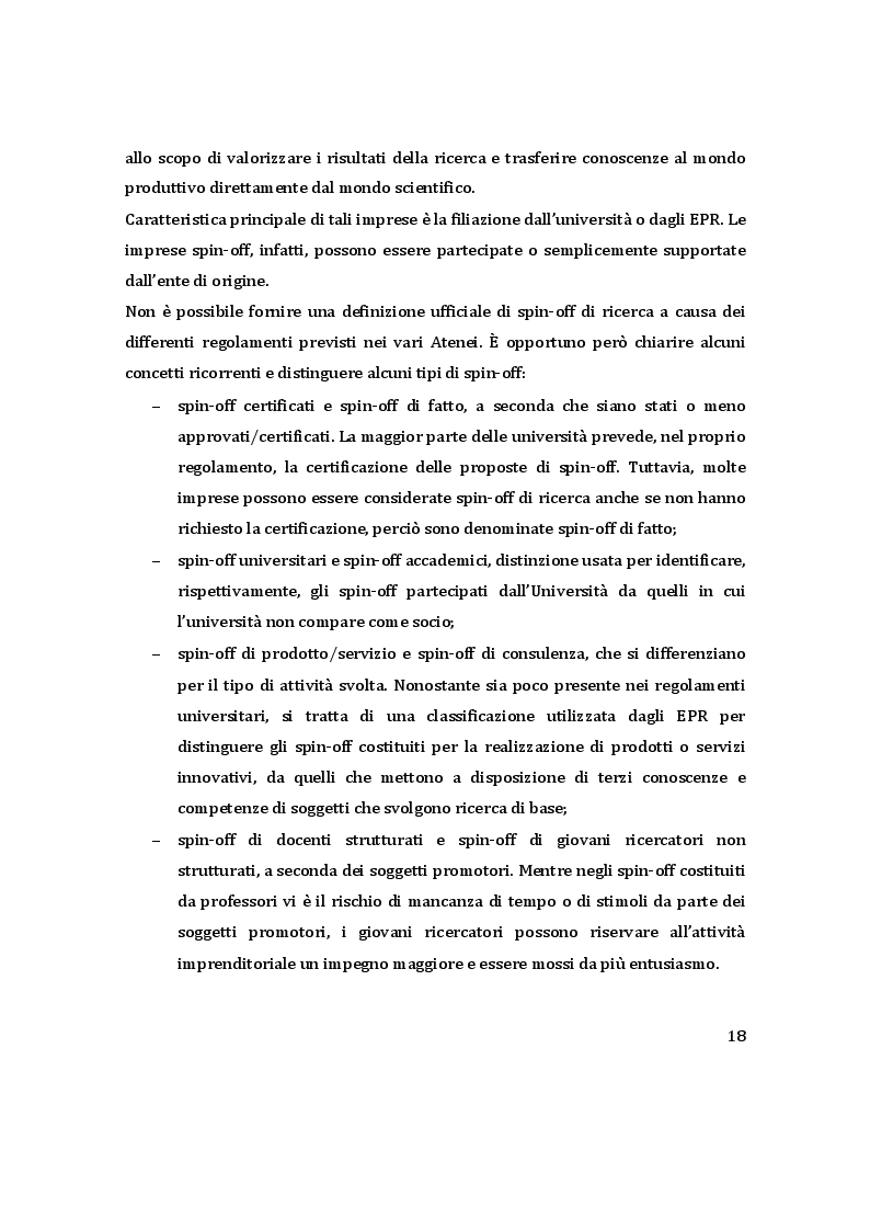 Estratto dalla tesi: Trasferimento tecnologico e valorizzazione della ricerca: il ruolo del commitment imprenditoriale nella creazione di spin-off accademici