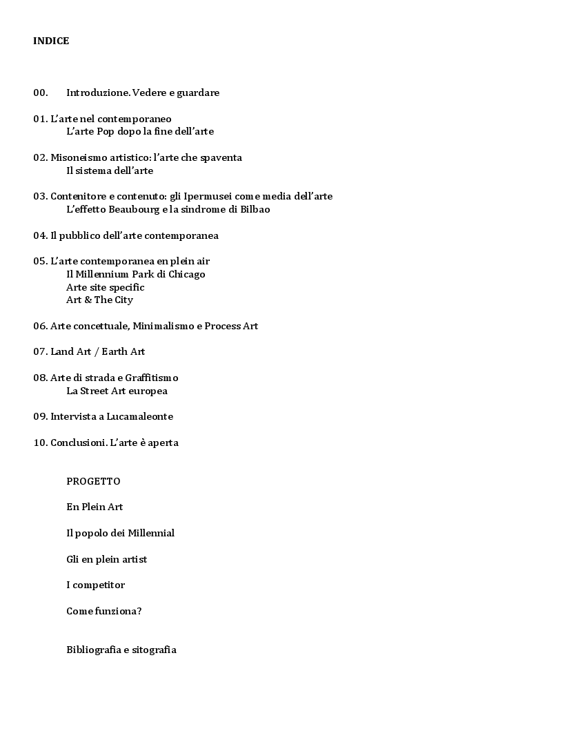 Indice della tesi: En Plein Art. L'arte aperta, Pagina 1