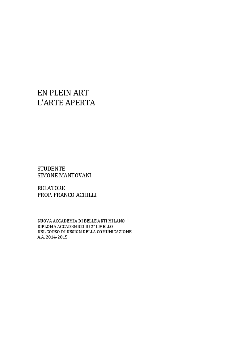 Anteprima della tesi: En Plein Art. L'arte aperta, Pagina 1