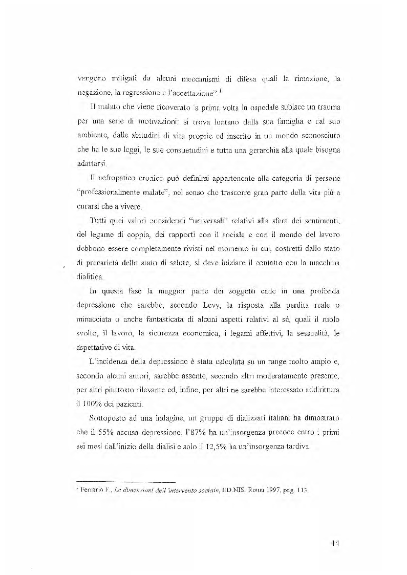 Estratto dalla tesi: Il Servizio Sociale nel Reparto Emodialisi