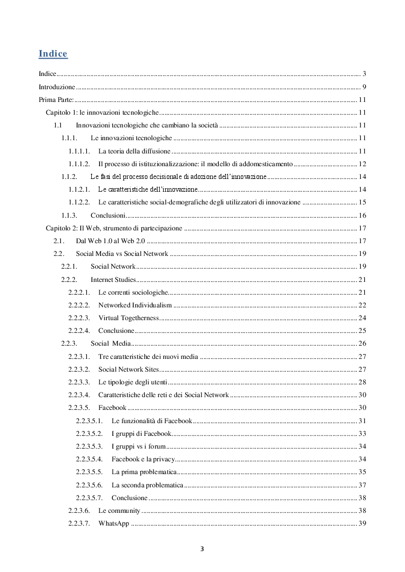 Indice della tesi: La comunicazione digitale nelle organizzazioni strutturate: un caso pratico, Pagina 1