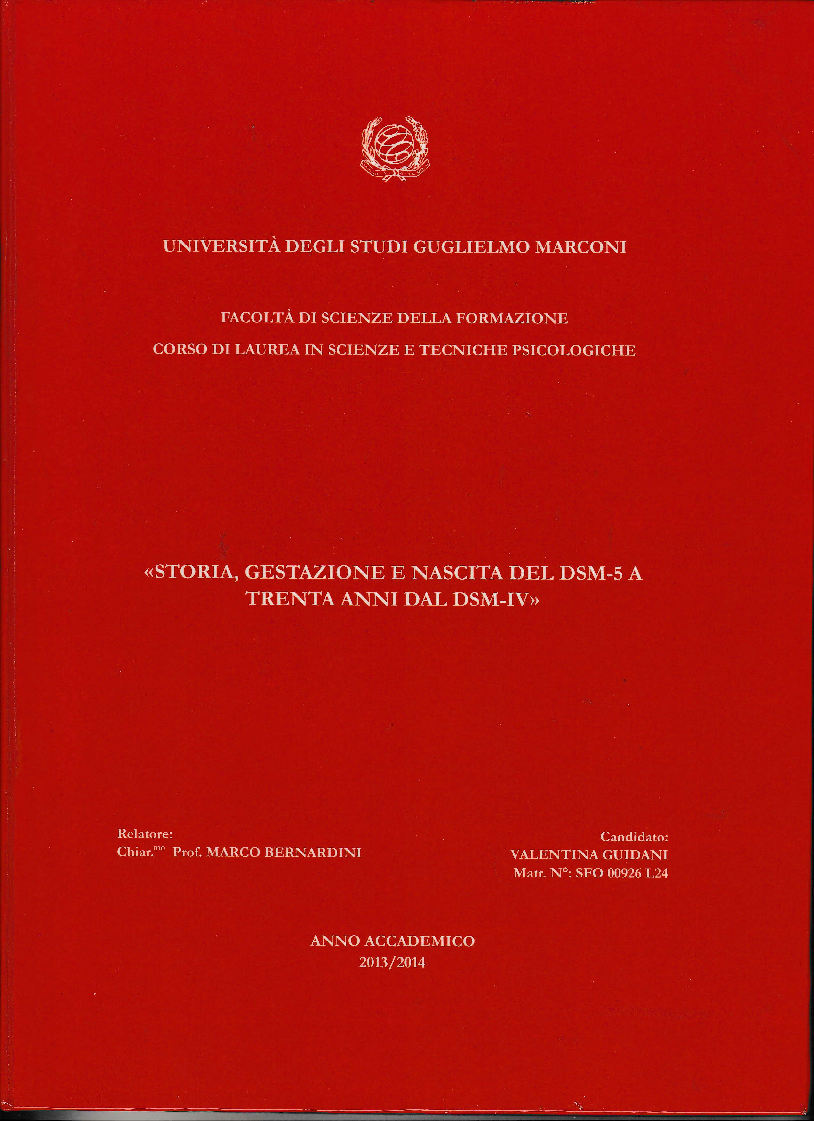 Anteprima della tesi: Storia, gestazione e nascita del DSM 5 a trent'anni dal DSM-IV, Pagina 1