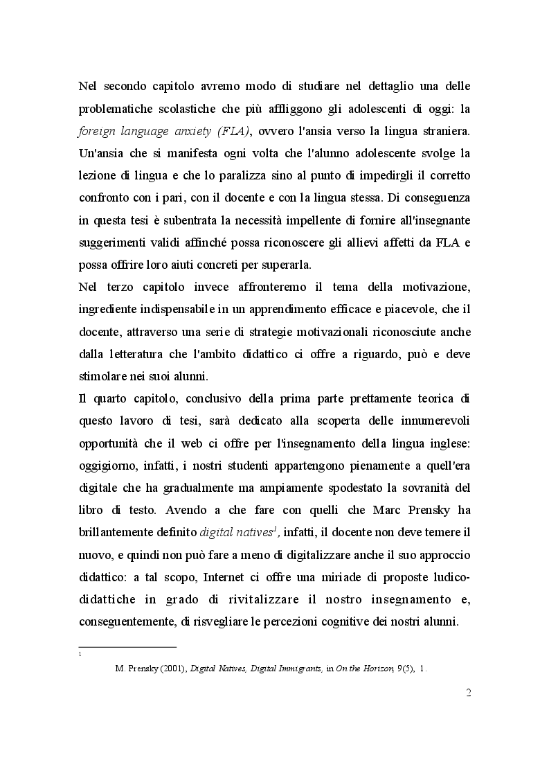 Anteprima della tesi: L'inglese e gli adolescenti: un'esperienza raccontata attraverso il diario di bordo, Pagina 3