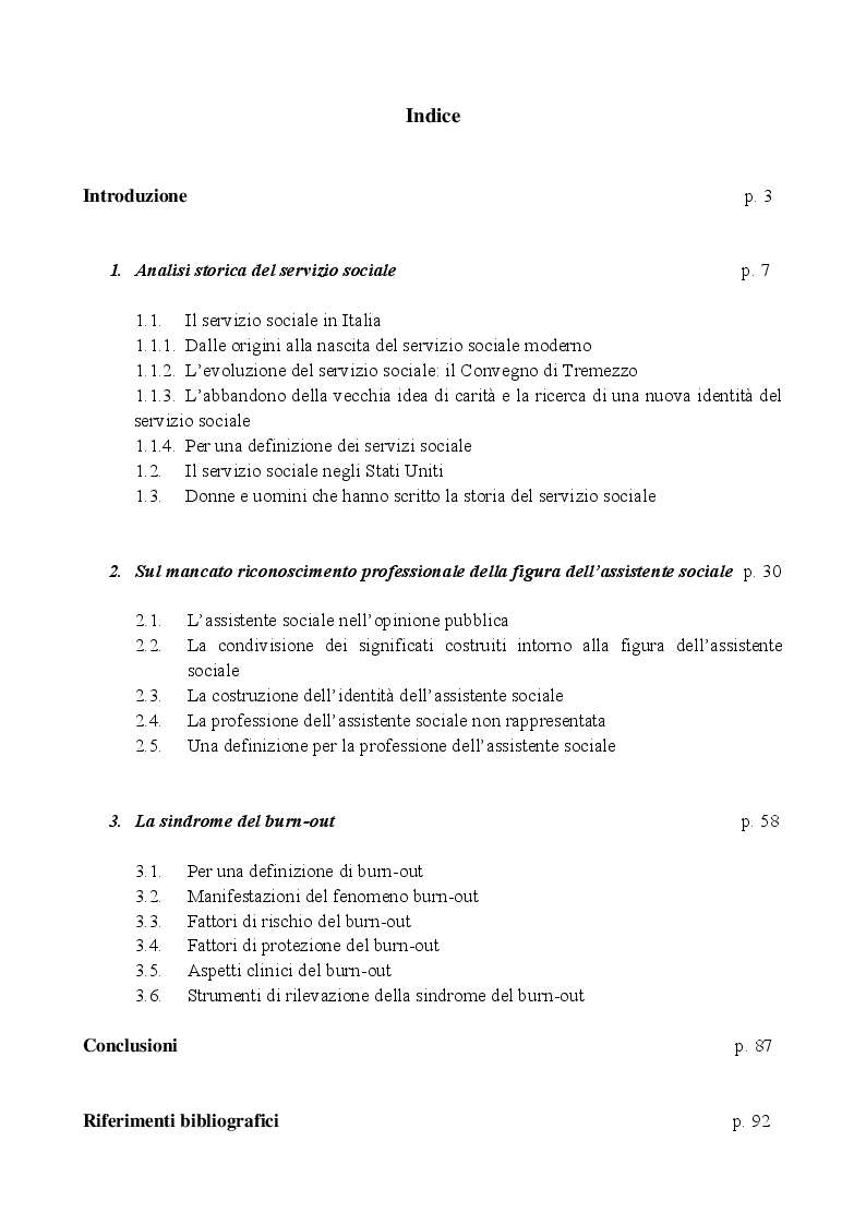 Indice della tesi: La figura dell'assistente sociale tra vecchi stereotipi e nuove sfide: un percorso d'analisi, Pagina 1