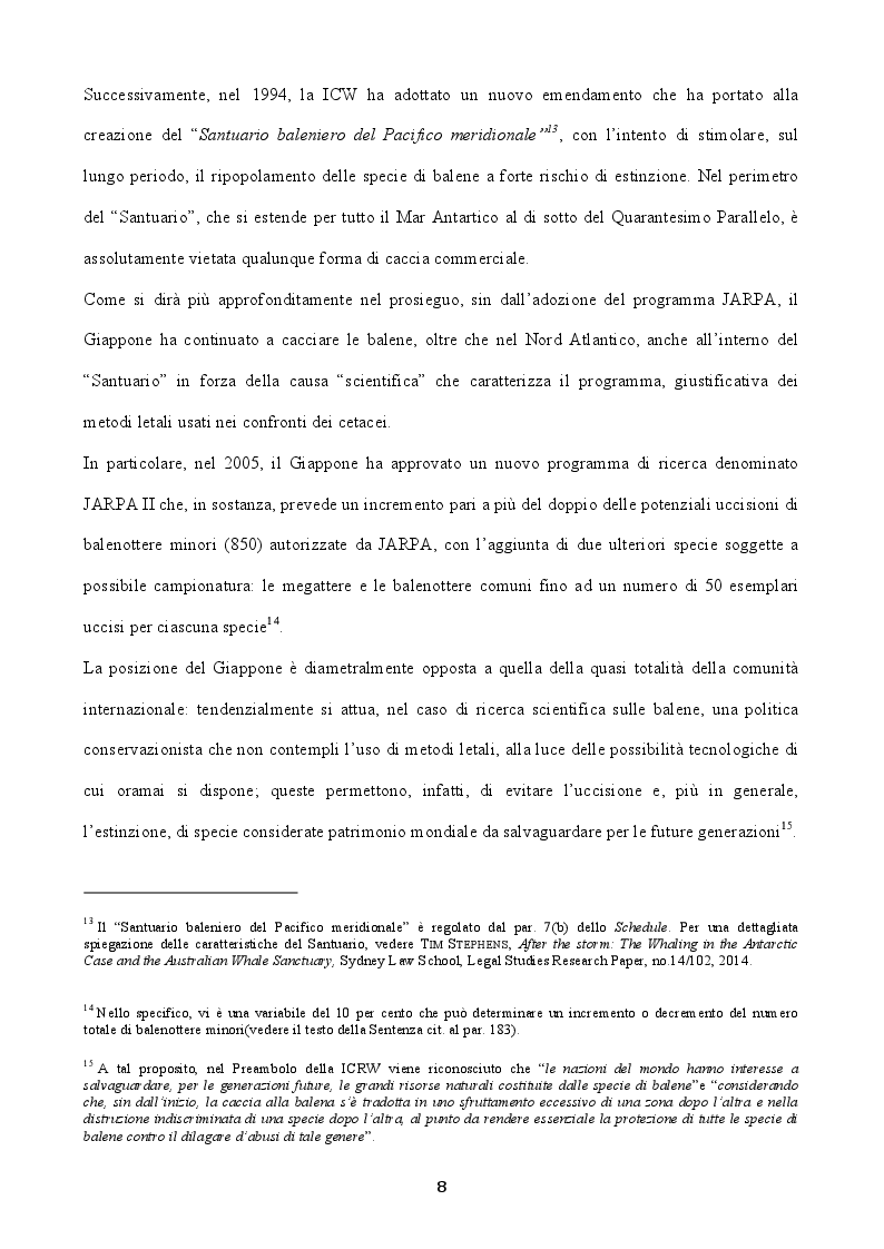 Estratto dalla tesi: Il caso della "Caccia alla balena nell'Antartico" alla luce della giurisprudenza internazionale