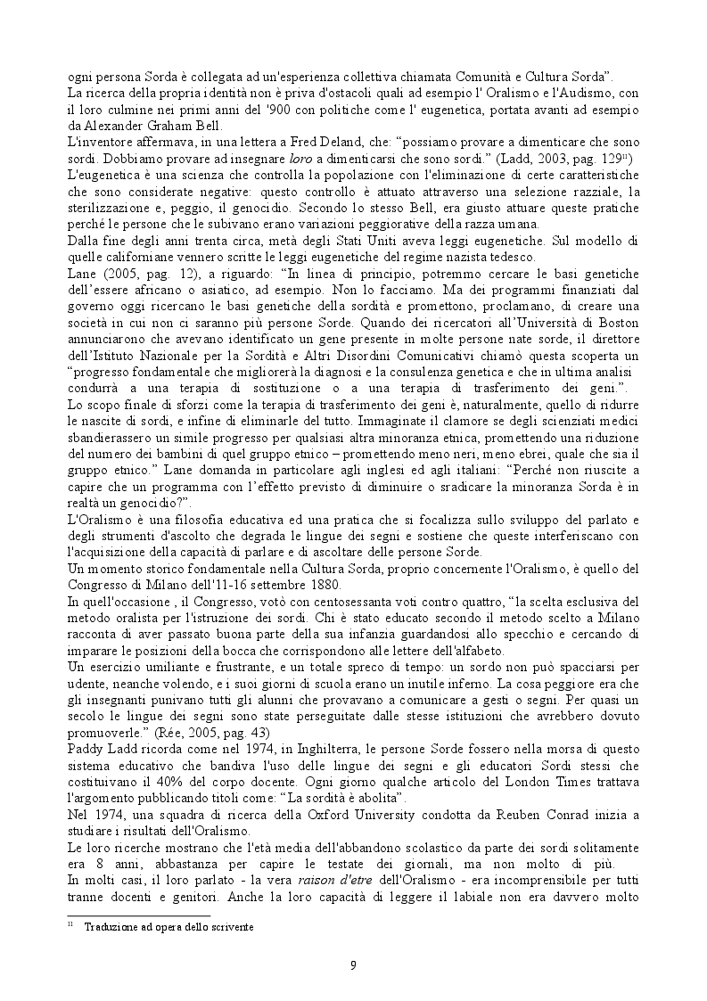 Estratto dalla tesi: Deafhood: le radici della cultura Sorda