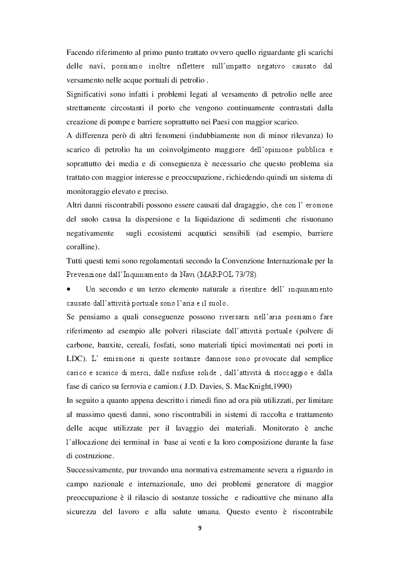 Estratto dalla tesi: Relazione tra attività portuale e ambiente