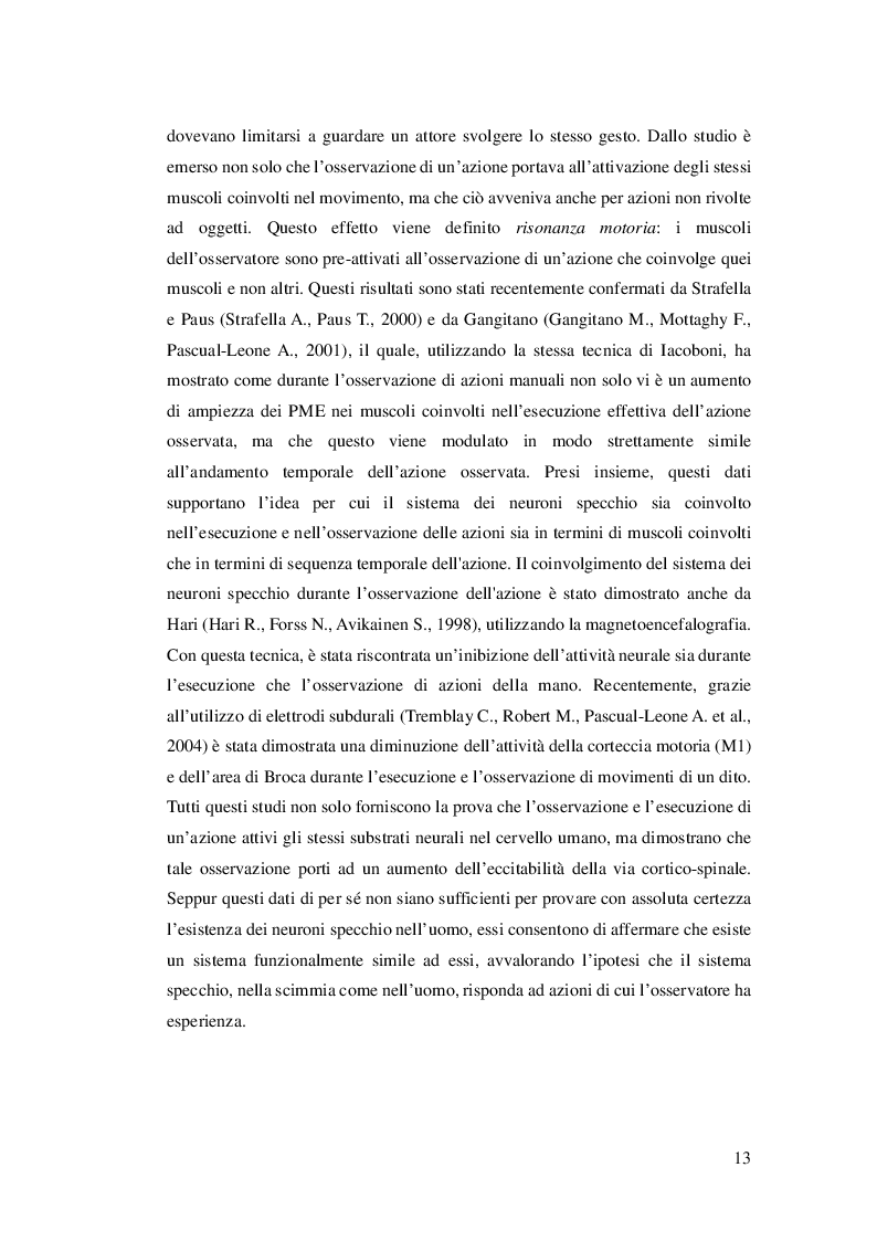 Estratto dalla tesi: Riabilitazione e Neuroni Specchio: applicazione nel recupero funzionale dei deficit motori e cognitivi