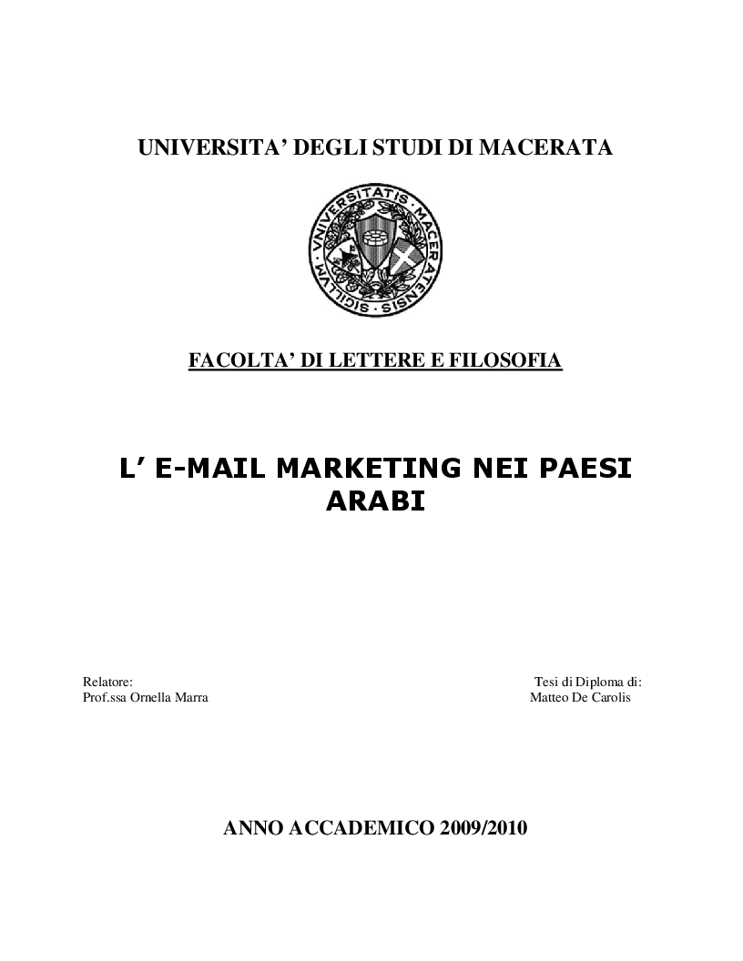 Anteprima della tesi: Email marketing nei paesi arabi, Pagina 1