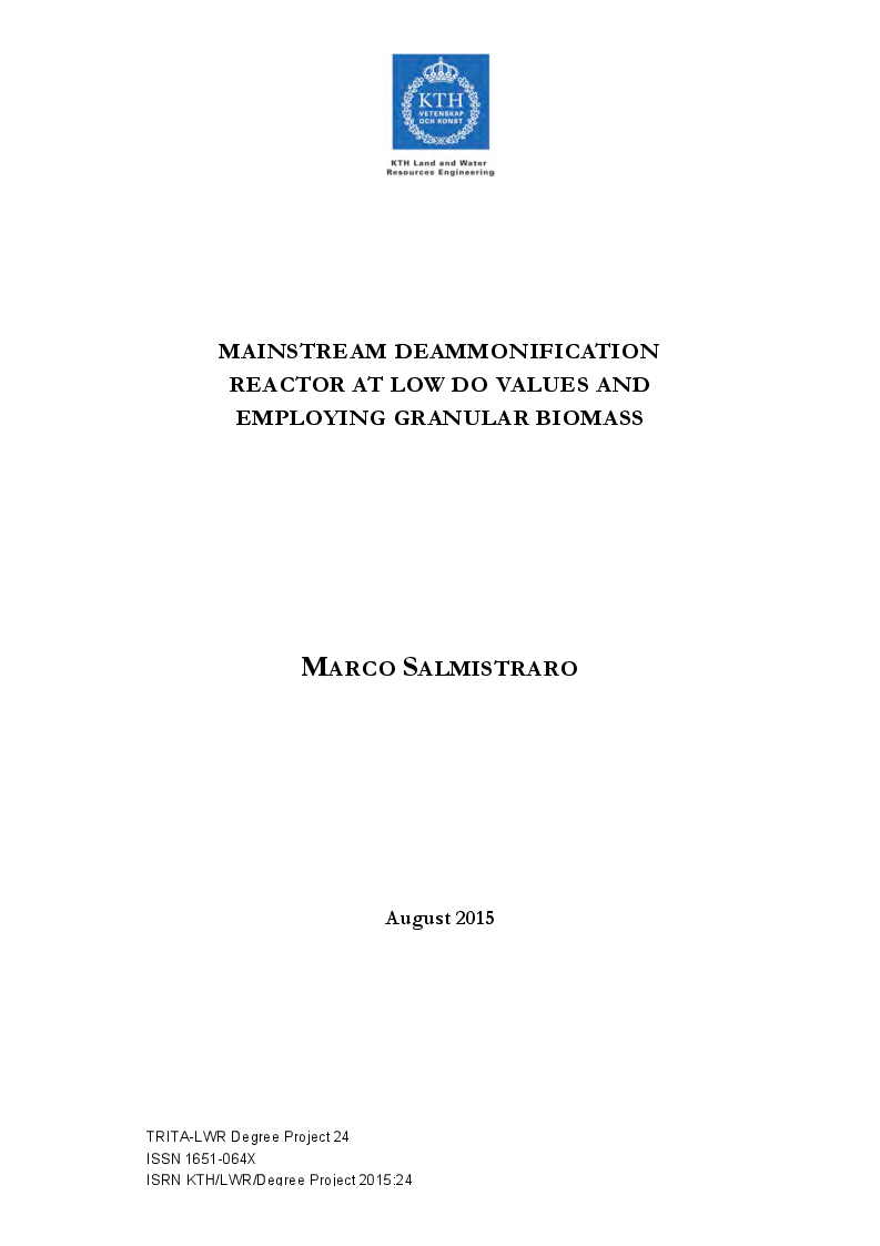 Anteprima della tesi: Mainstream deammonification at low DO values and employing granular biomass, Pagina 1
