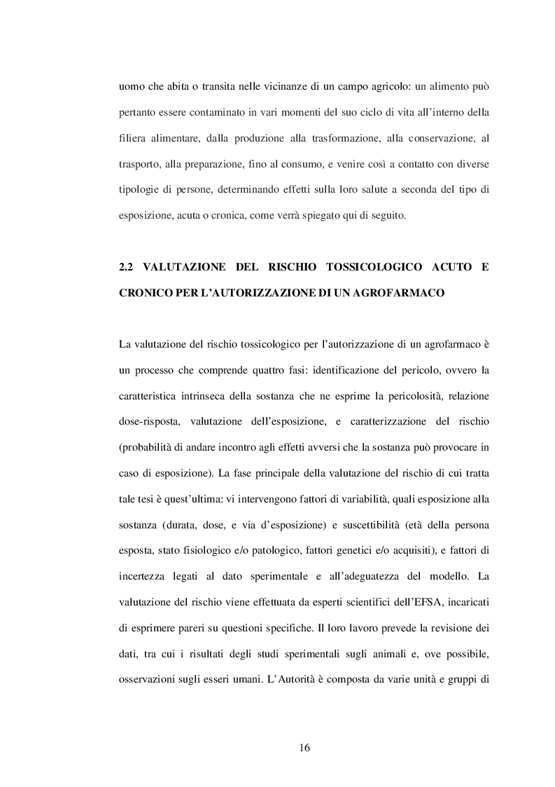Estratto dalla tesi: Stima dell’assunzione giornaliera di residui di agrofarmaci in una dieta vegetariana secondo le procedure di “risk assessment”.