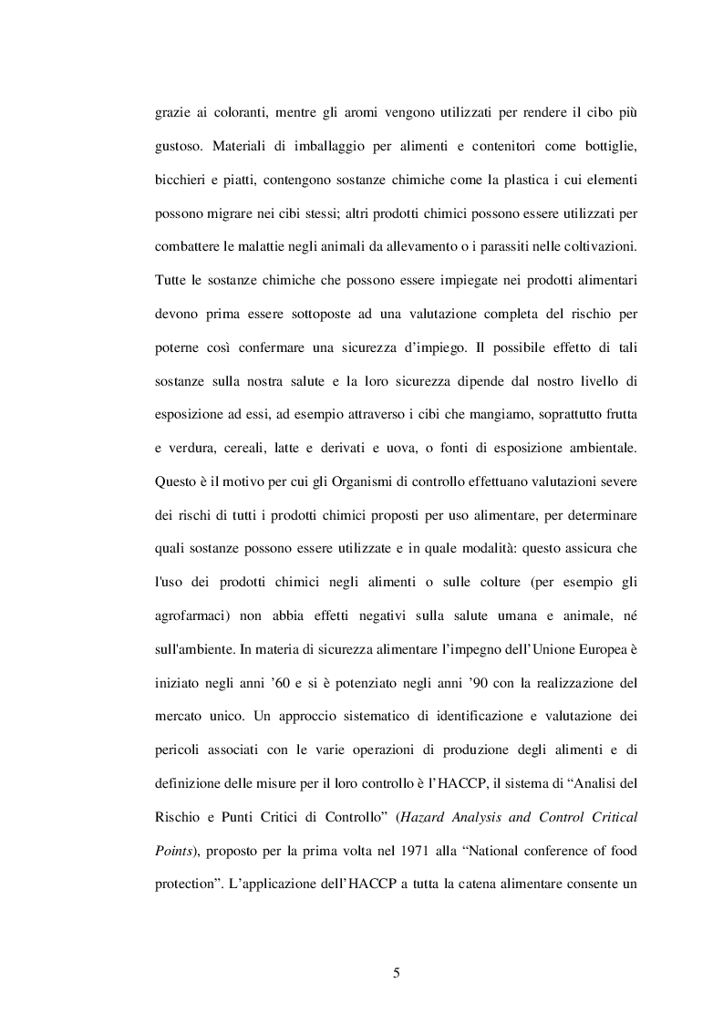 Anteprima della tesi: Stima dell’assunzione giornaliera di residui di agrofarmaci in una dieta vegetariana secondo le procedure di “risk assessment”., Pagina 4