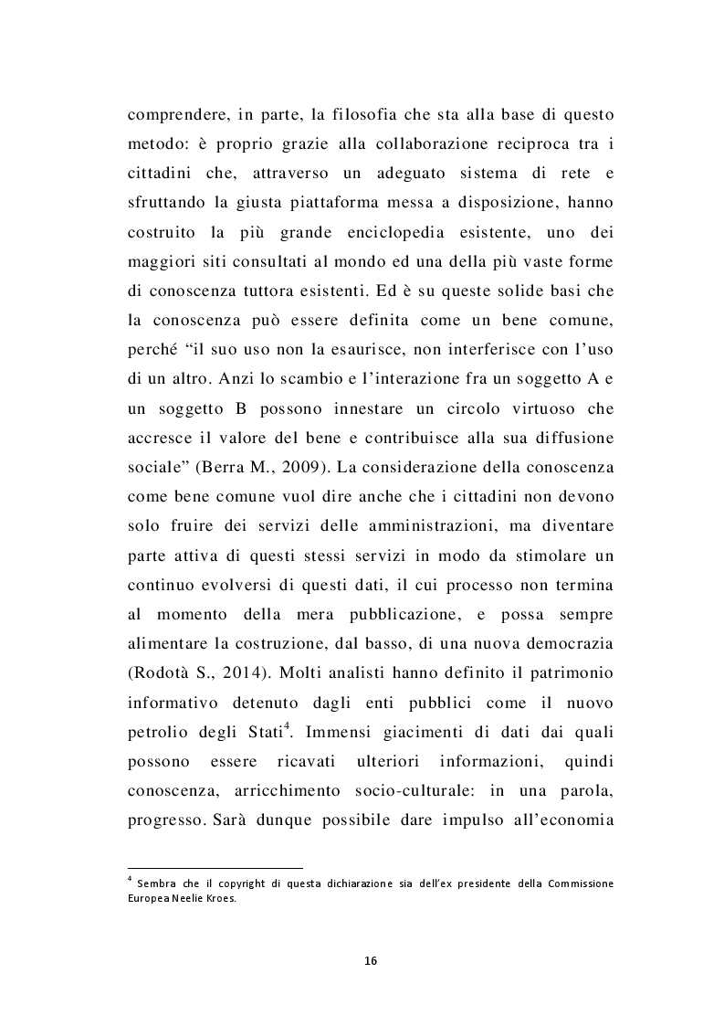 Estratto dalla tesi: Metodo open data. Valorizzazione delle informazioni pubbliche