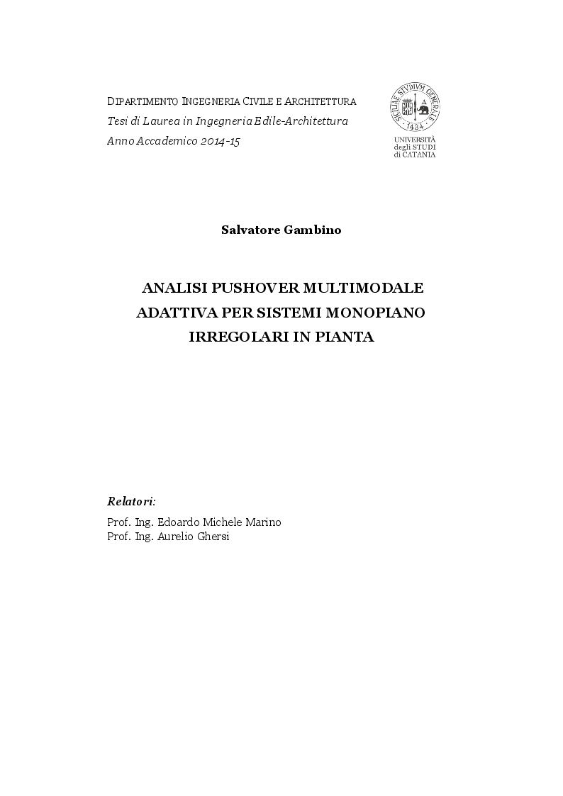 Anteprima della tesi: Analisi Pushover multimodale adattiva per sistemi monopiano irregolari in pianta, Pagina 1