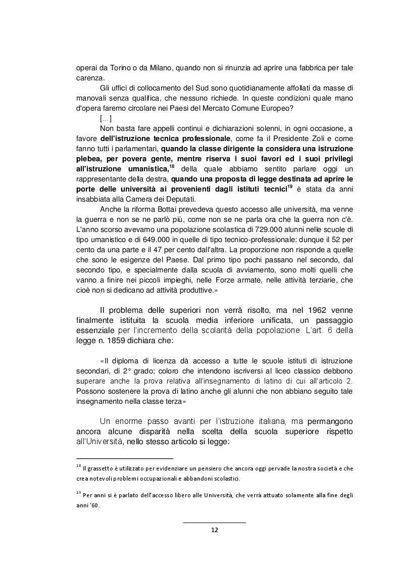 Estratto dalla tesi: L'istruzione professionale di stato. Trasformazioni e programmi dagli anni del secondo dopoguerra. Studio della realtà romana.