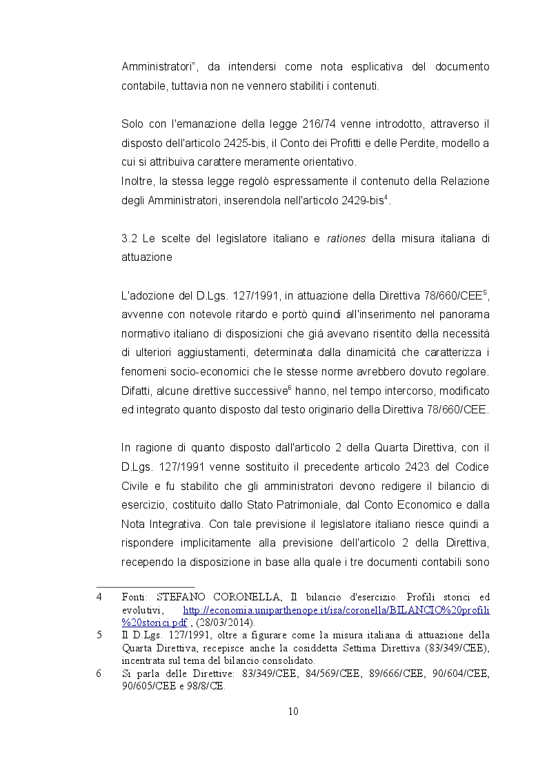 Estratto dalla tesi: Recepimento italiano della Direttiva 78/660/CE e prospettive di evoluzione in base al disposto della Direttiva 2013/34/UE in materia di redazione del bilancio d'esercizio