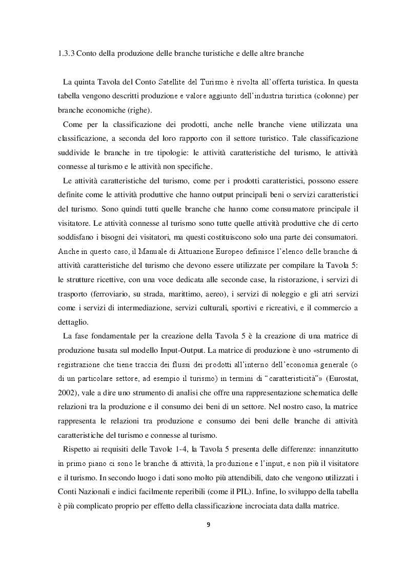Estratto dalla tesi: Il conto satellite del turismo in Italia: metodologie e prospettive