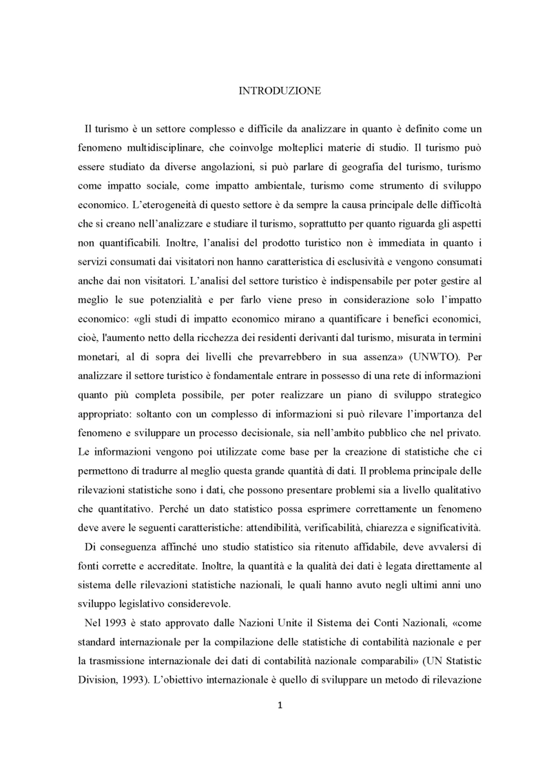 Anteprima della tesi: Il conto satellite del turismo in Italia: metodologie e prospettive, Pagina 2