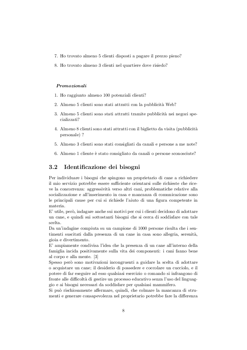 Estratto dalla tesi: Progettazione e Lancio di un servizio di Educazione Cinofila