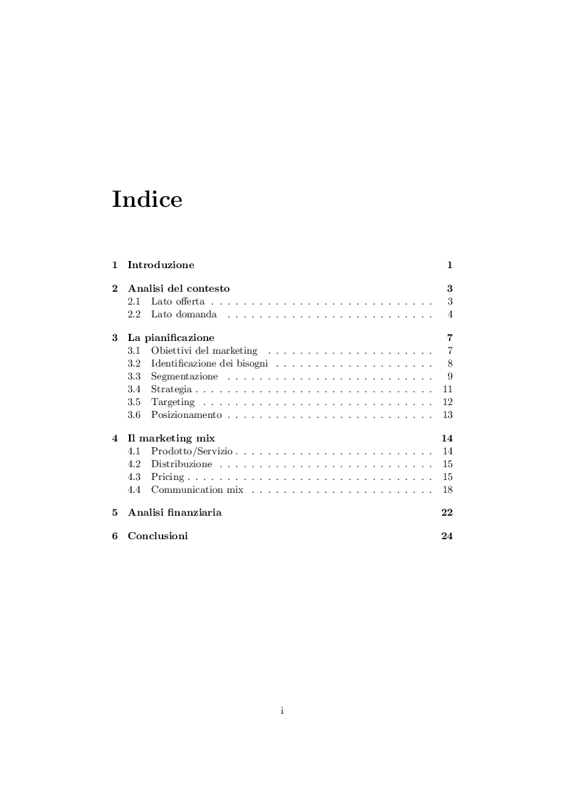 Indice della tesi: Progettazione e Lancio di un servizio di Educazione Cinofila, Pagina 1