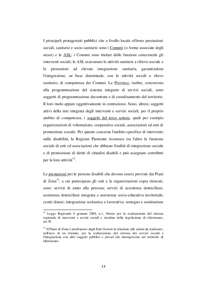 Estratto dalla tesi: Inclusione sociale e integrazione socio-sanitaria della disabilità: un confronto tra casi piemontesi