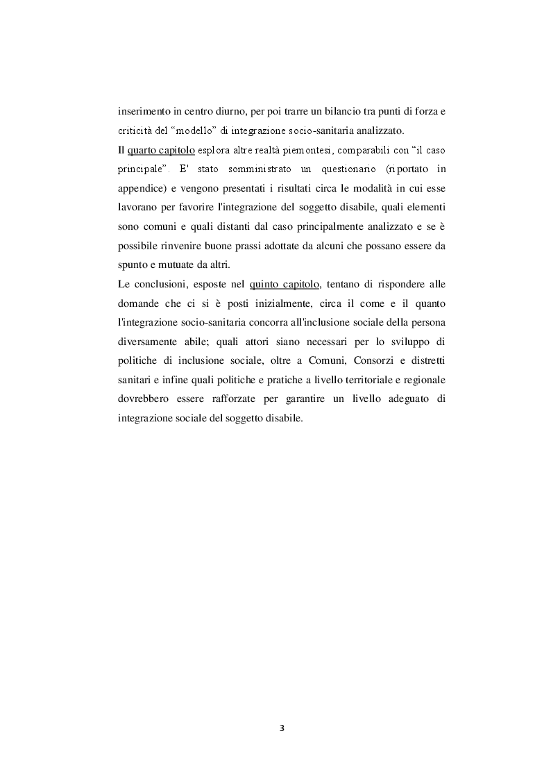 Anteprima della tesi: Inclusione sociale e integrazione socio-sanitaria della disabilità: un confronto tra casi piemontesi, Pagina 4