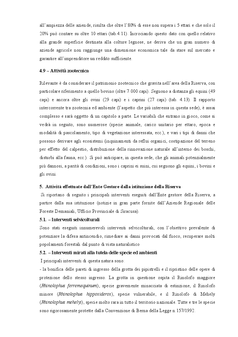 Estratto dalla tesi: Piano di gestione forestale della Riserva Naturale Orientata ''Pantalica, Valle dell'ANAPO e Torrente Cava Grande''