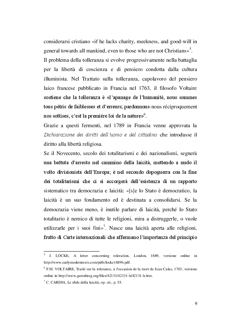 Estratto dalla tesi: Libertà religiosa e pluralismo religioso. L'insegnamento della religione islamica nell'esperienza europea