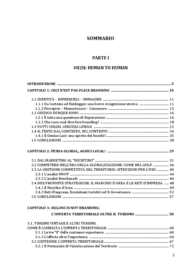 Indice della tesi: Ceci n'est pas Place Branding, Pagina 1