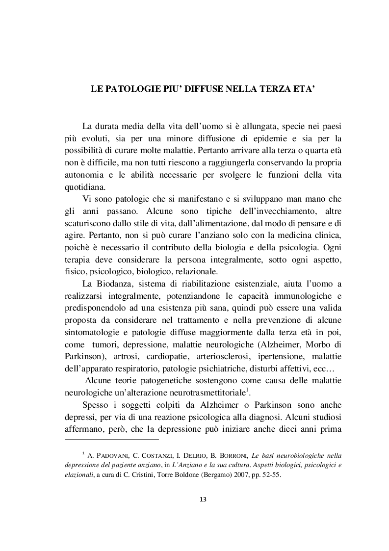 Estratto dalla tesi: La Biodanza come prevenzione e supporto nelle patologie della terza età
