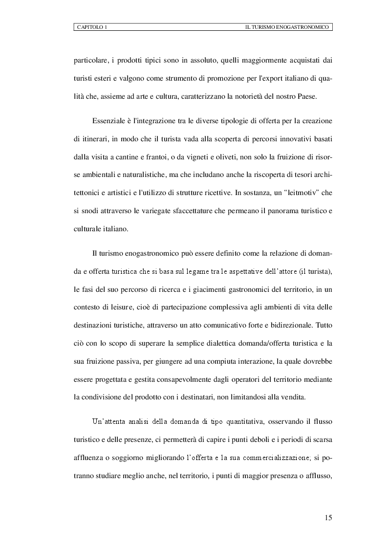Estratto dalla tesi: Dinamiche Competitive nella filiera del Turismo Enogastronomico