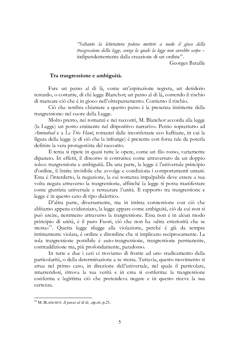 Anteprima della tesi: La legge, la letteratura e la morte. Una lettura di Maurice Blanchot, Pagina 5