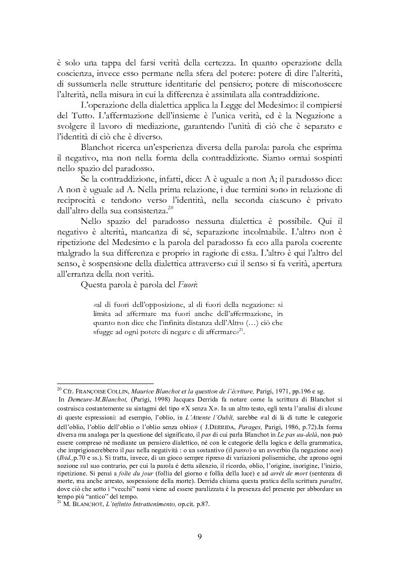 Anteprima della tesi: La legge, la letteratura e la morte. Una lettura di Maurice Blanchot, Pagina 9
