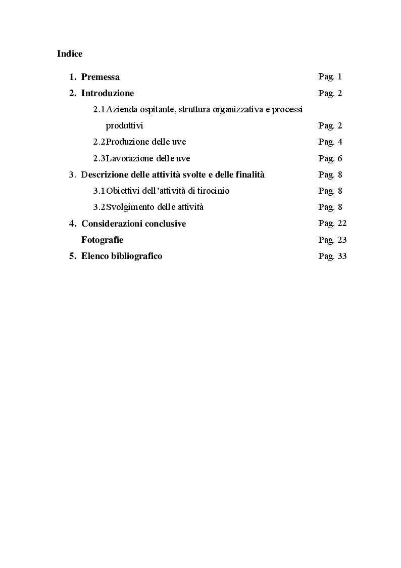 Indice della tesi: Scelte viticole e applicazioni di tecniche colturali per la produzione d'uve ad uso spumantistico in Capitanata, Pagina 1