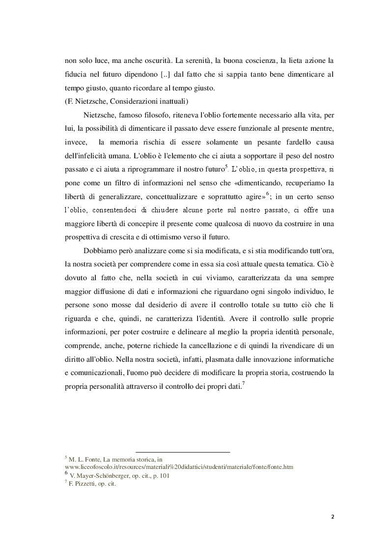 Estratto dalla tesi: Il diritto all'oblio ai tempi di Google