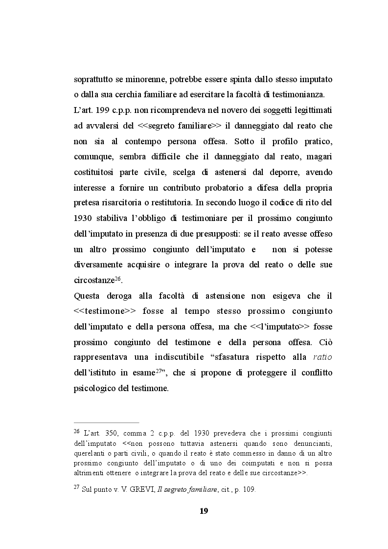 Estratto dalla tesi: La testimonianza del prossimo congiunto dell'imputato