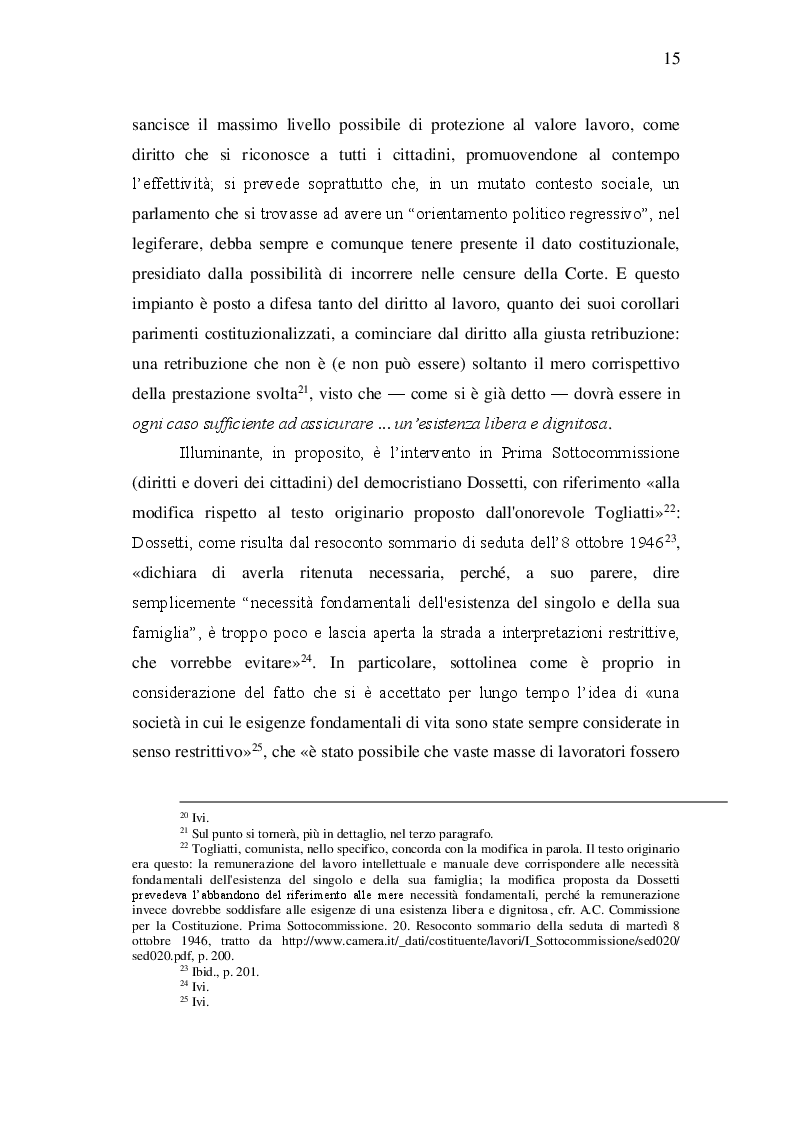 Estratto dalla tesi: Retribuzione proporzionata e sufficiente e ''nuovi lavori''