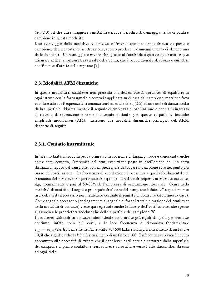 Estratto dalla tesi: Misura con metodo AMFM del modulo di Young di compositi dentali