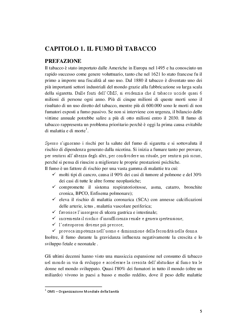 Estratto dalla tesi: Tabagismo: opzioni di intervento e ruolo dell'infermiere