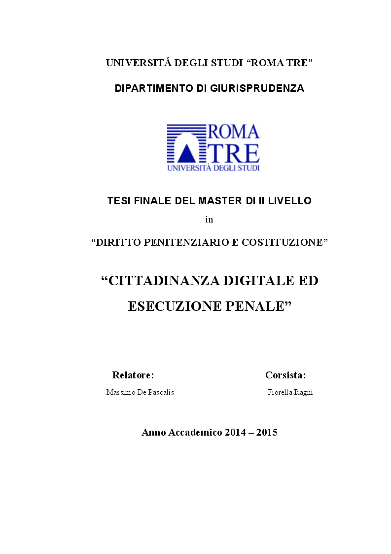 Anteprima della tesi: Cittadinanza digitale ed esecuzione penale, Pagina 1