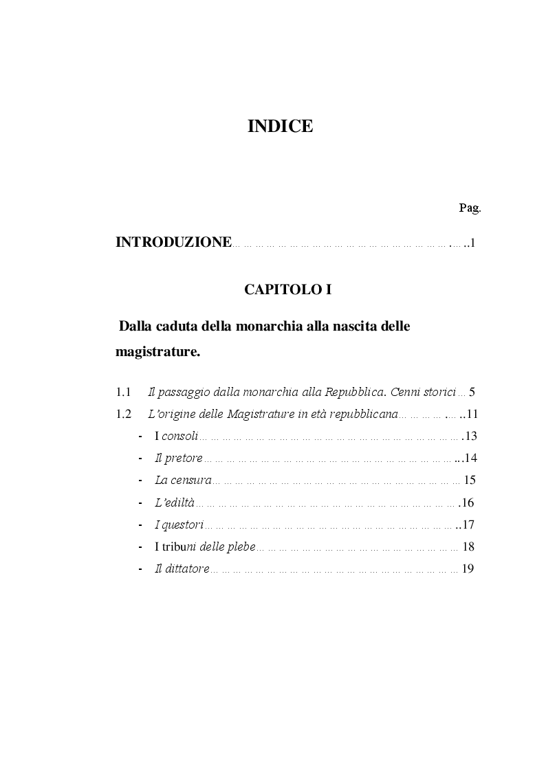 Indice della tesi: Il Praetor: funzioni e competenze, Pagina 1