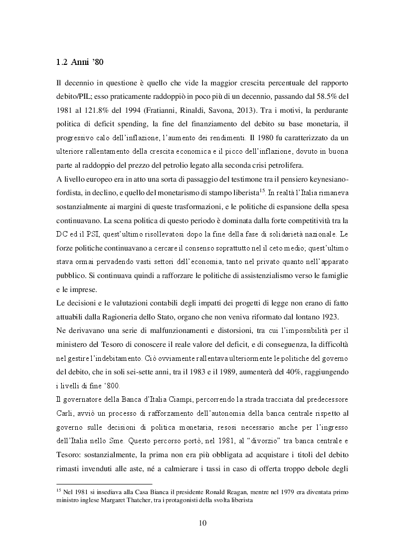 Estratto dalla tesi: Il problema del debito pubblico italiano: genesi storica e analisi di due possibili strategie per affrontarlo